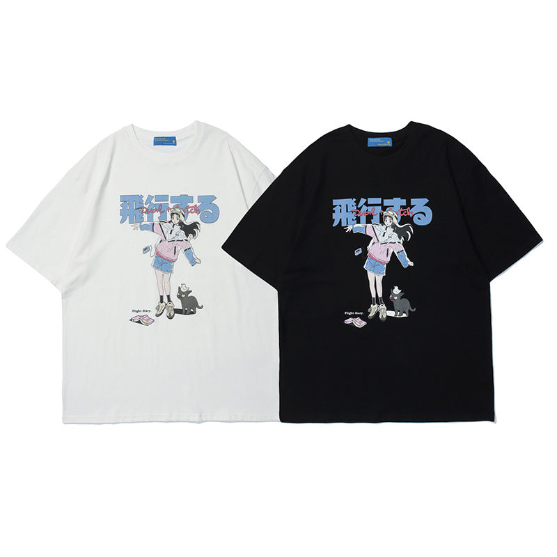 Vice streetwear summer cartoon character print short sleeve t-shirt