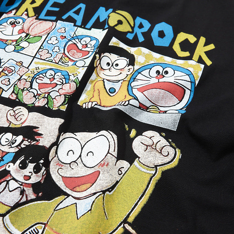 Nyc 1990 Shirt Vintage Cartoon Printed Robot Cat Short Sleeve T-Shirt Oversize Top