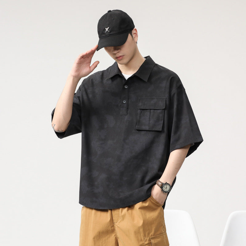 Mens T-shirts Summer Pocket Print Short Sleeves