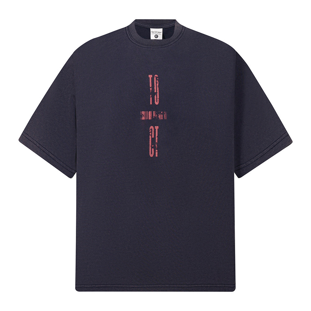 Nostalgia T Shirts Vintage Crew Neck T-Shirt Embroidered Letters
