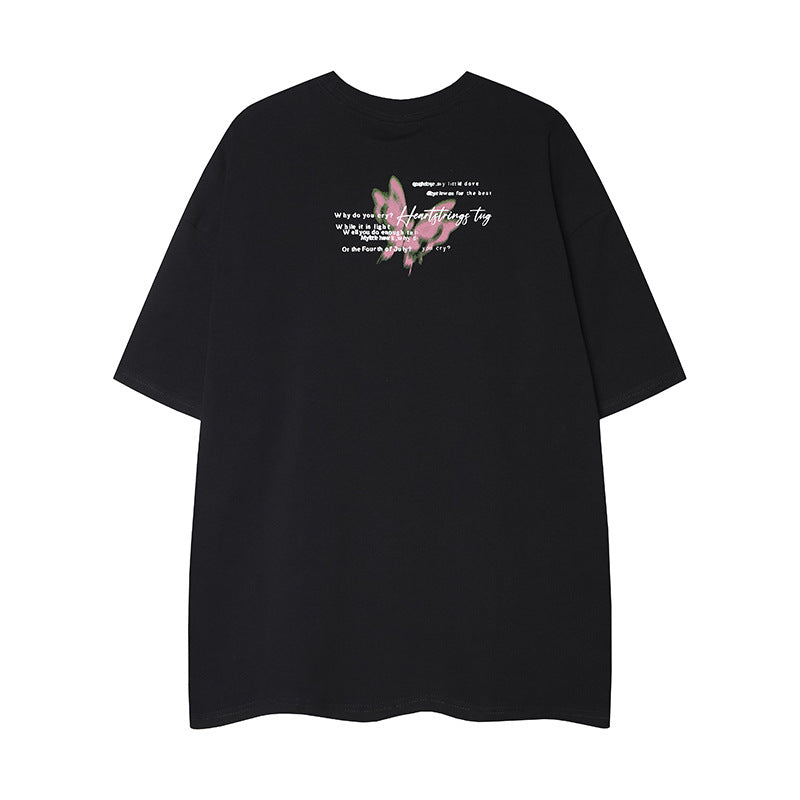 Casual Street Wear Chain Short Sleeve T-Shirt Crew Neck Loose
