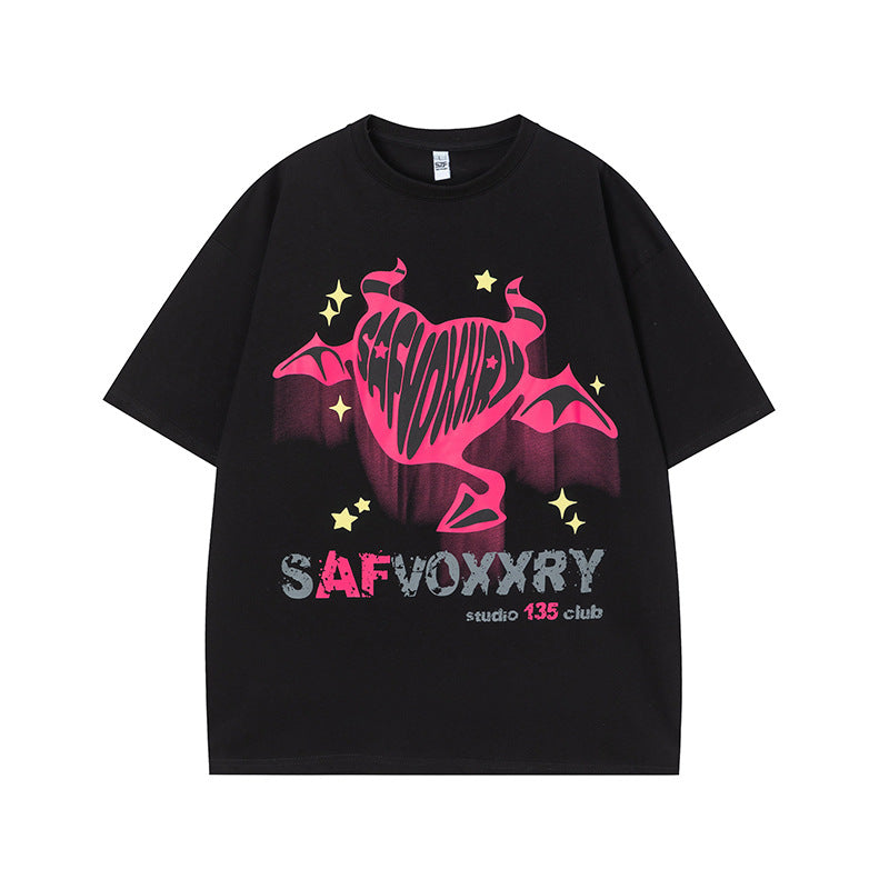 Vintage Tišö Rt Vintage Love Printed Short Sleeve T-Shirt Loose Top
