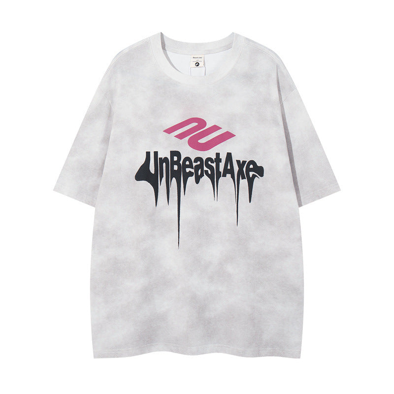 Y2K mens shirt crew neck art letter T-shirt