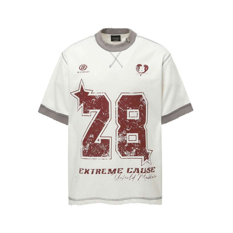 Casual Street Wear Vintage Loose Letter Print Short Sleeve T-Shirt