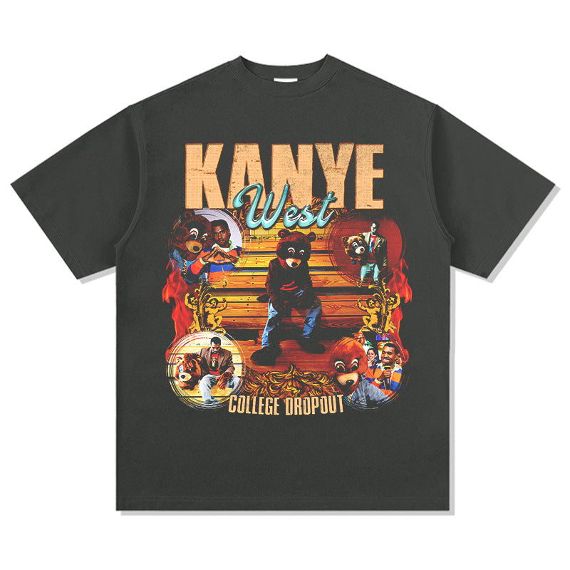 New york hip hop shop vintage hip hop kanye west print short sleeve t shirt