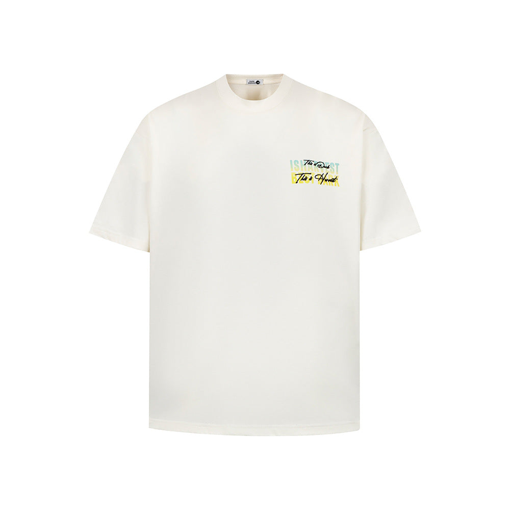 New York Hip Hop Style Vintage Short Sleeve T-Shirt Printed Letter Crew Neck