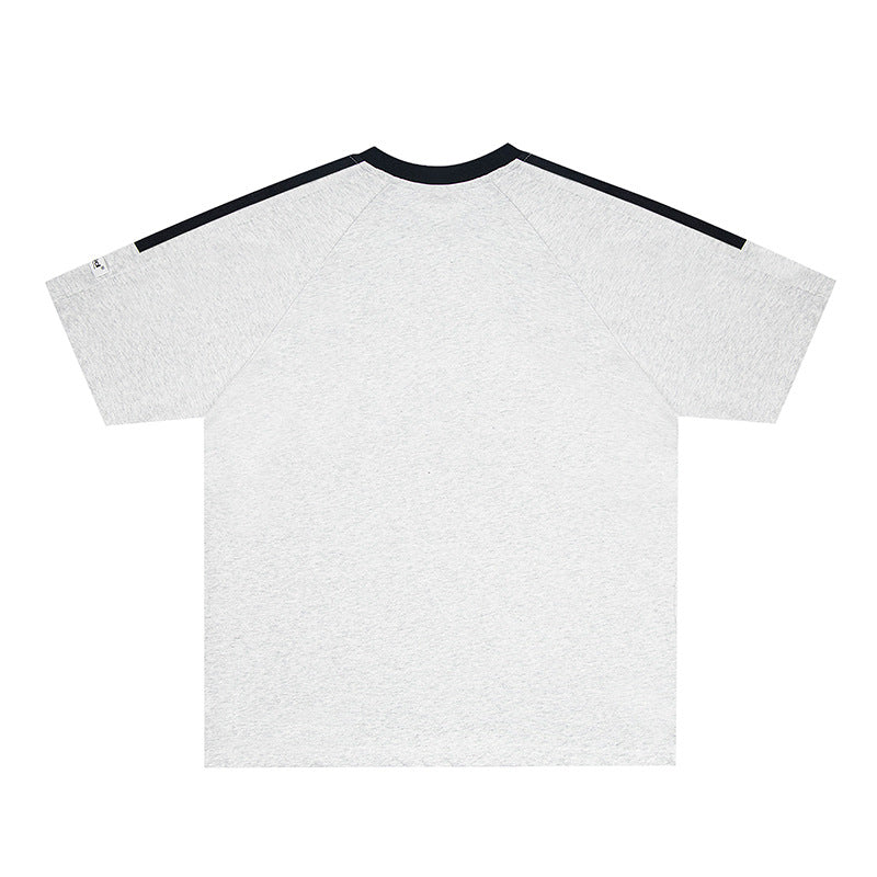 Vintage T Shirts Hip Hop Vintage Striped Alphabet Embroidered Short Sleeve T-Shirt