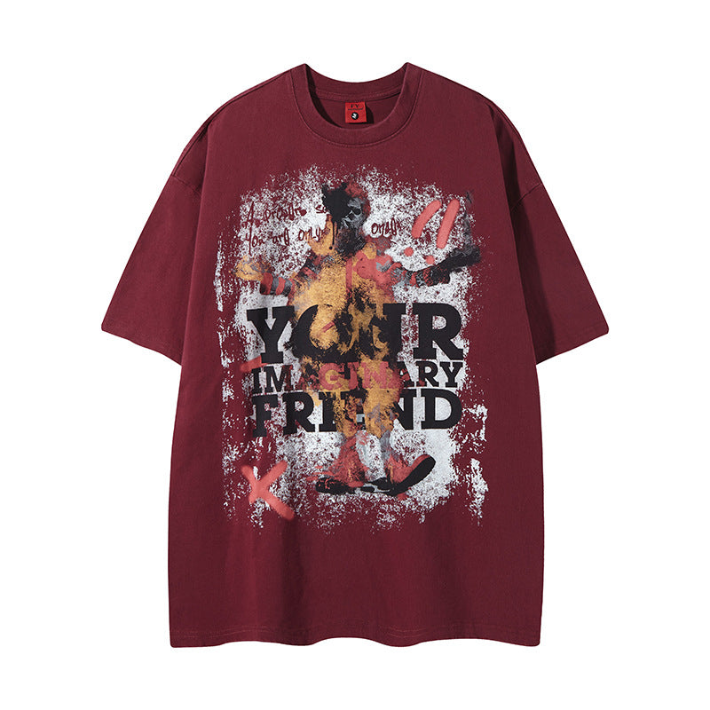 New York Hip Hop Style Summer Old Figure Print Short Sleeve T-Shirt