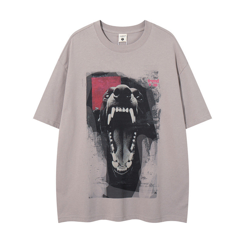 US drip outfits Summer Vintage Dog Casual Loose Short Sleeve T-Shirts