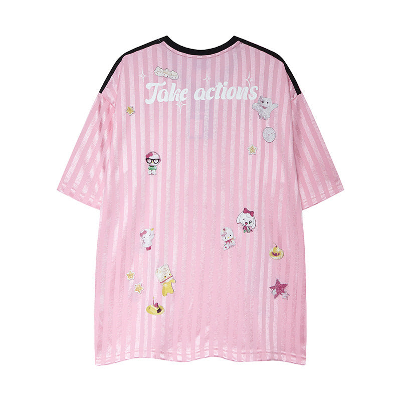 Nyc 1990 Shirt Short Sleeve V-Neck Loose Jersey Top