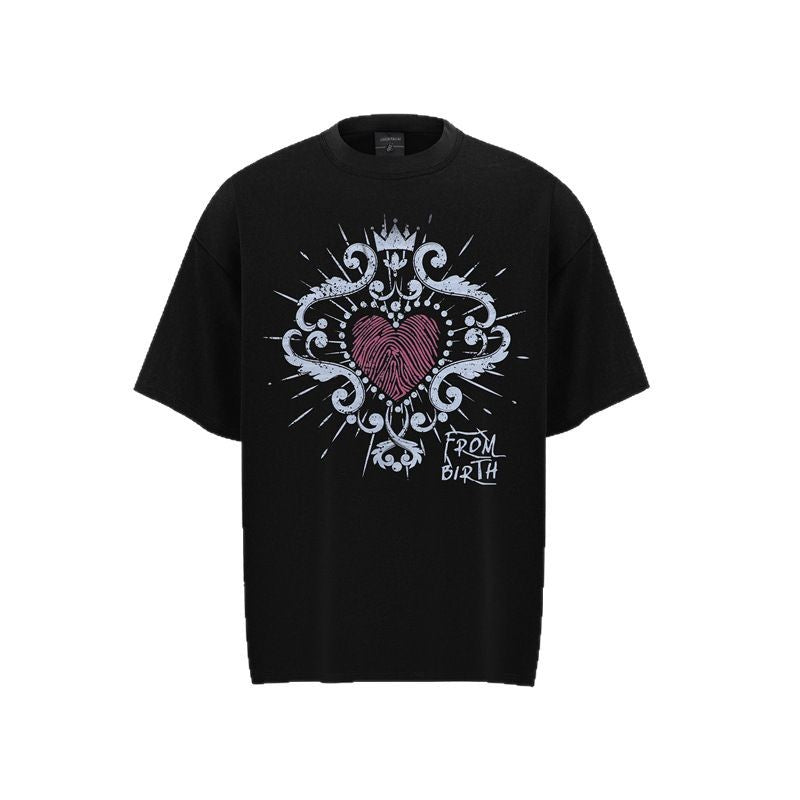 Camisas Retros Love Around Printed Short Sleeve T-Shirt