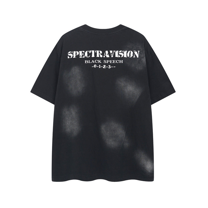 Y2K mens shirt retro round neck men's short sleeve T-shirt