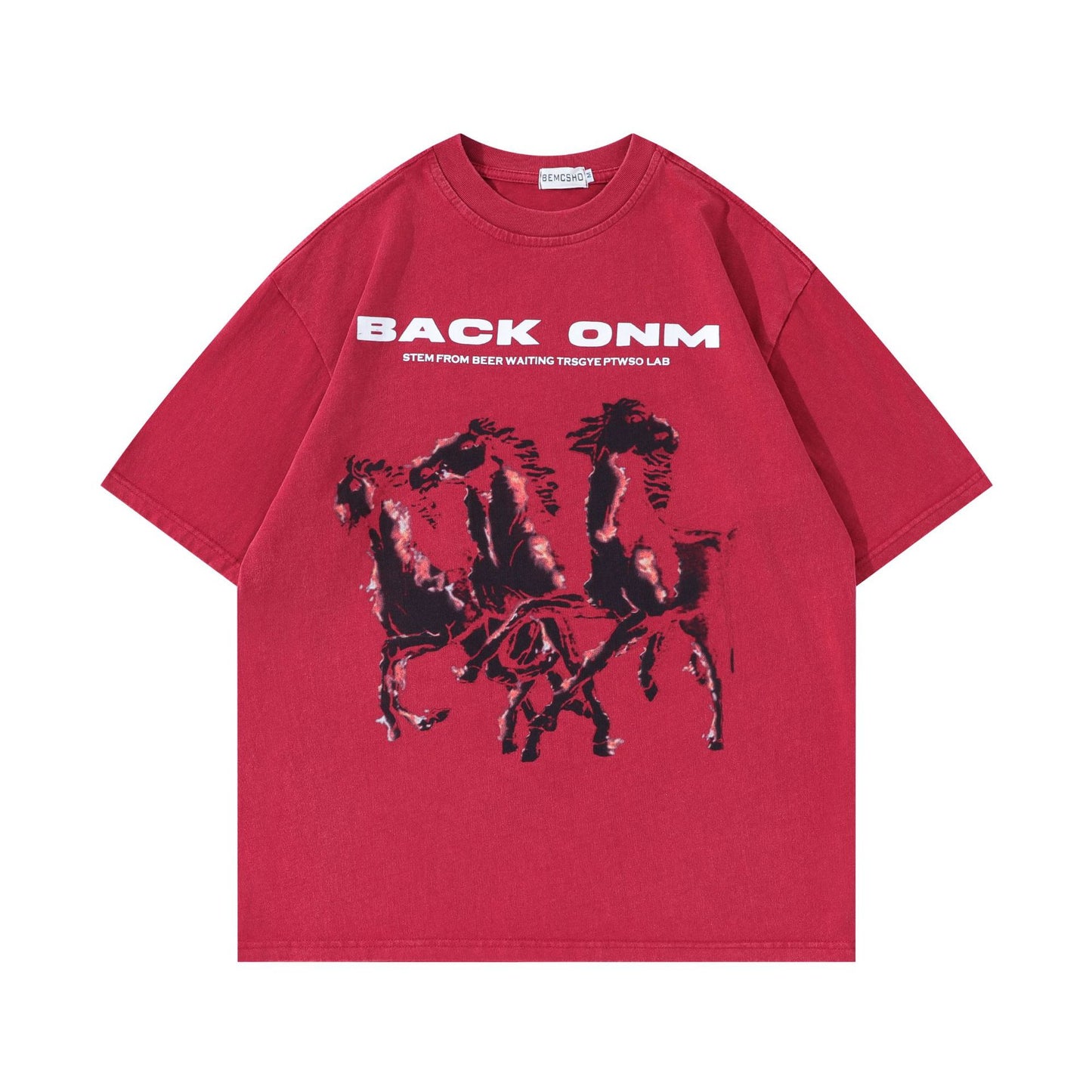 1990 Fashion T-Shirt Retro Washed Old T-Shirt Loose Short Sleeves
