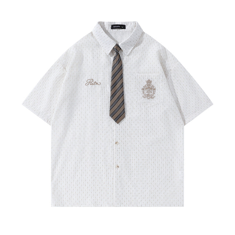 Y2K mens shirt vintage striped short sleeve shirt