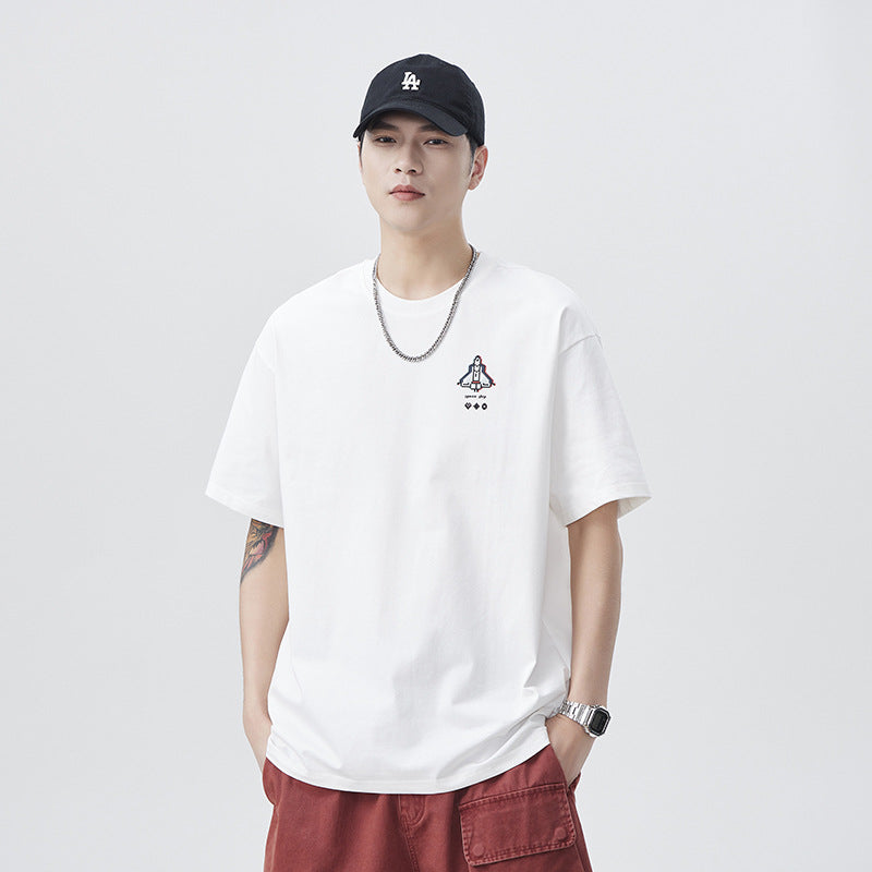 Men T-shirts Summer Short Sleeve Loose Printed Top