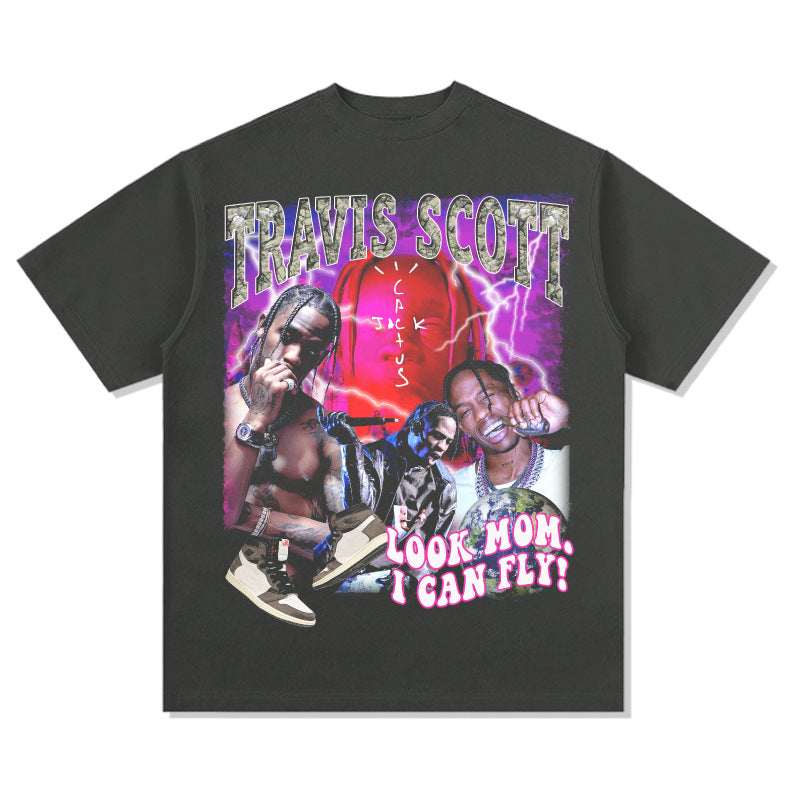 Cool t rapper vintage TS hip hop Travis Scott print short sleeve t-shirt Vintage