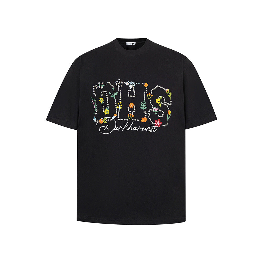 Vintage Usa Shirt Vintage Embroidered Floral Short Sleeve T-Shirt
