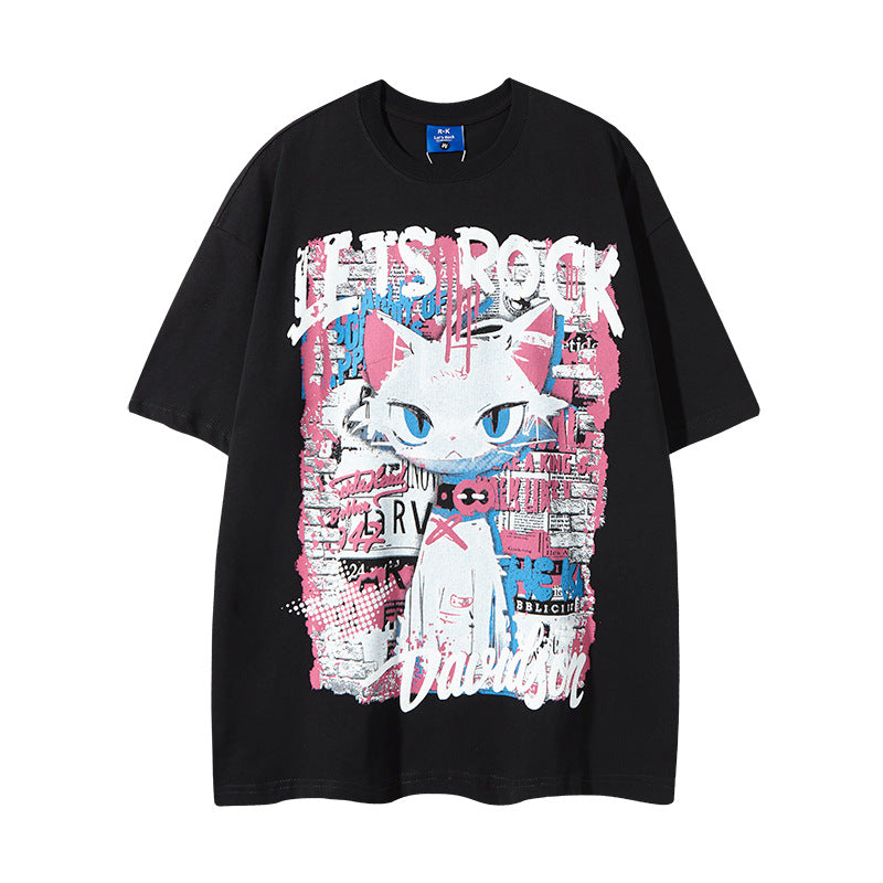 Nyc 1990 Shirt Vintage Cartoon Print Short Sleeve T-Shirt Oversize Top