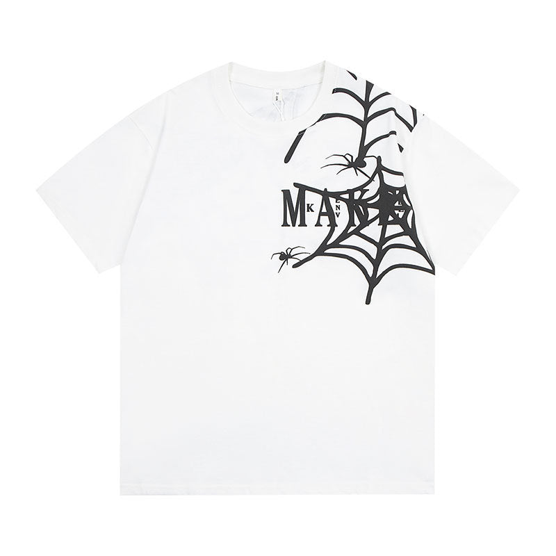 Vintage Tišö Rt Vintage Hair Spider Bubble Print Sleeve Spider Loose T-Shirt