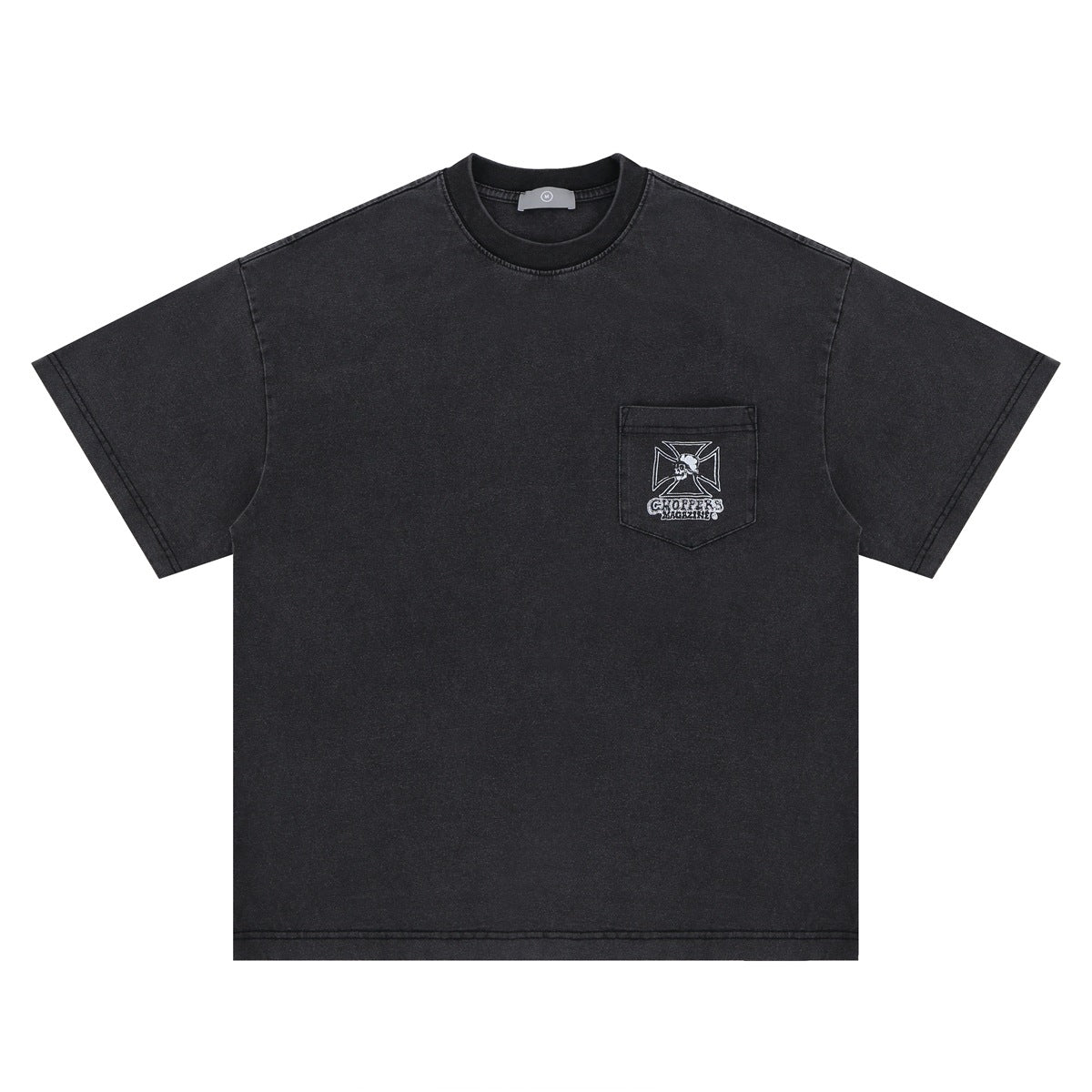 Vic Streetwear Summer Skull Wash Crew Neck Short Sleeve T-Shirt
