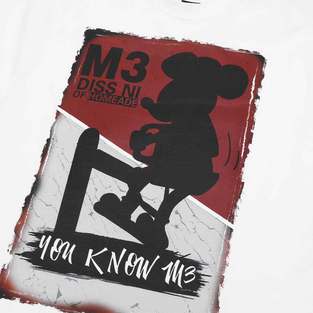 60s Style T Shirts Washed Old Cartoon Anime Print Short Sleeve T