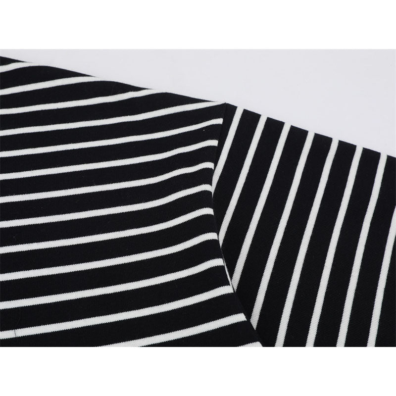 Hip Hop Shirts For Boys Black & White Striped Short Sleeve T-Shirt