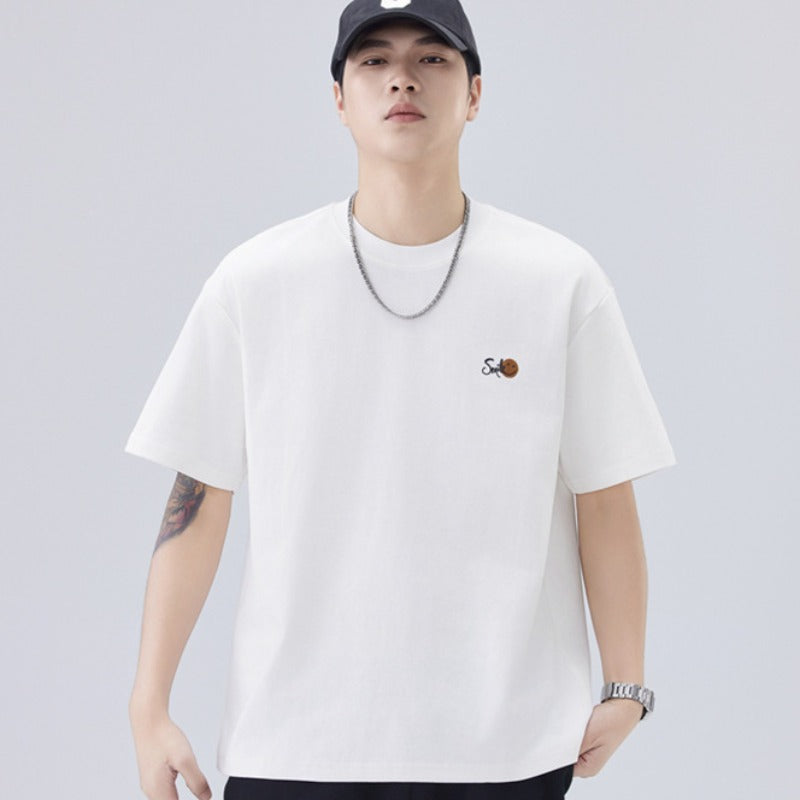 Men T-shirts Summer Short Sleeve Embroidered Top
