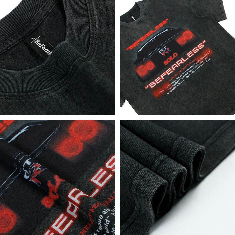 80s And 90s Vintage T Shirts Washed and Old GTR Short Sleeve T-Shirts