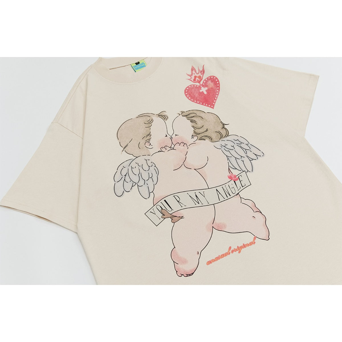 Unisex T-shirts Summer Vintage Cartoon Angel Men's Loose Short Sleeve T-Shirt