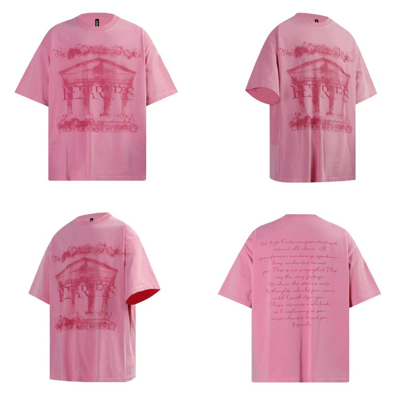 80s And 90s Vintage T Shirts Vintage Washing Water Old Misty Palace Short Sleeve T-Shirts
