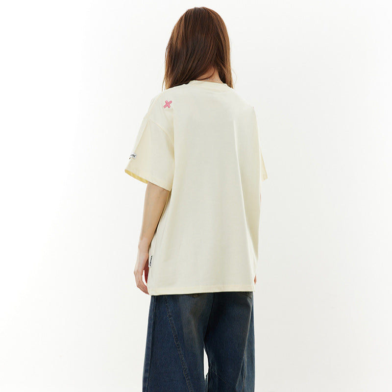 Vintage Usa Shirt Vintage Embroidery Summer Loose Casual T-Shirt