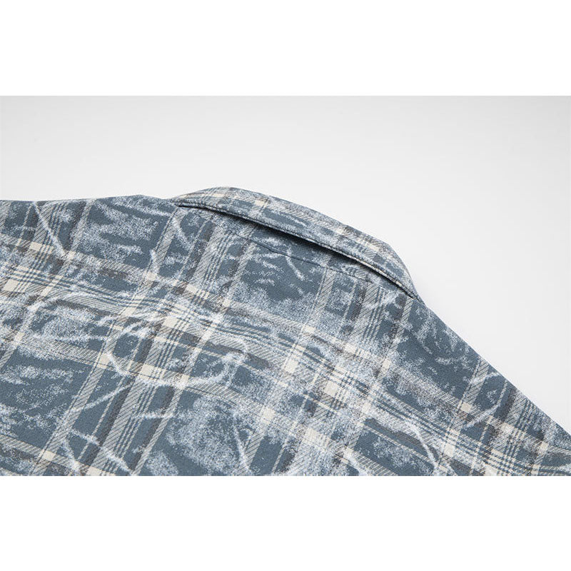 Marcas De Streetwear cleanfit tie-dye plaid short-sleeved shirt