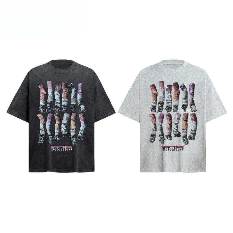 80s And 90s Vintage T Shirts Vintage Washing Water Old Printed Short Sleeve T-Shirts