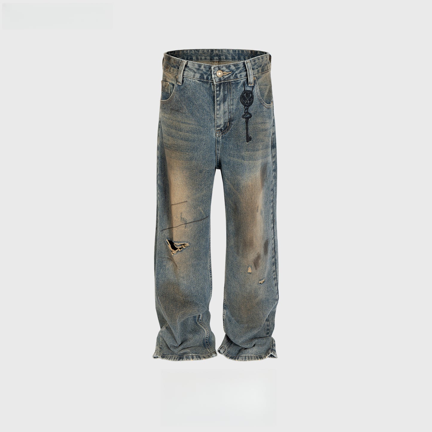 Rock Revival Jeans Embroidery Wash Old Trousers Ripped Jeans