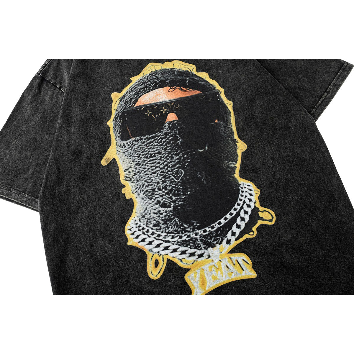 60s Style T Shirts Summer Washed T-Shirt Short Sleeve Hip Hop Character Avatar Printing