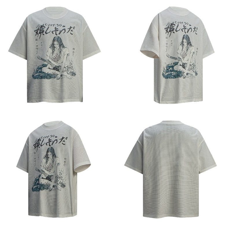 80s And 90s Vintage T Shirts Vintage Cartoon Waffle Crew Neck Short Sleeve T-Shirt