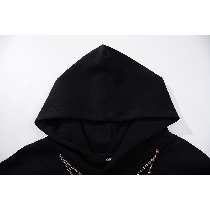 Streetwear Hoodie Letter Print Necklace Strip Sweater Loose