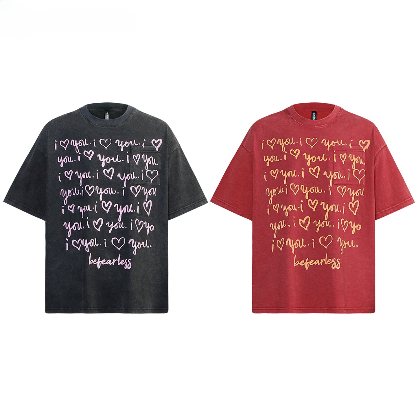 80s And 90s Vintage T Shirts Letter Pocket Short Sleeve Men's and Women's Summer Loose