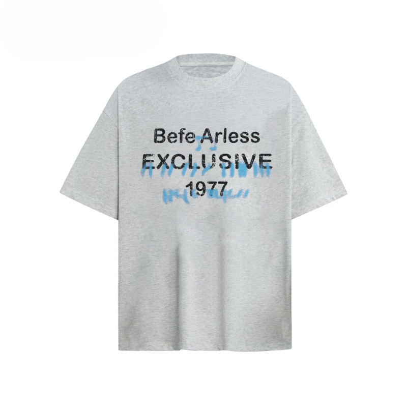 80s And 90s Vintage T Shirts Vintage Washing Water Old Alphabet Printed Short Sleeve T-Shirts