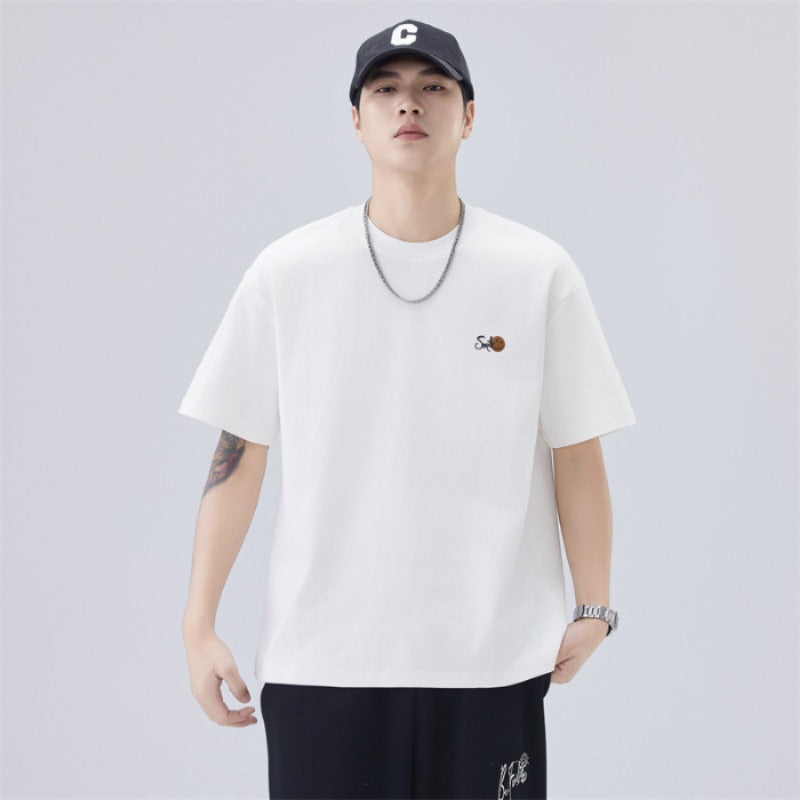 Men T-shirts Summer Short Sleeve Embroidered Top