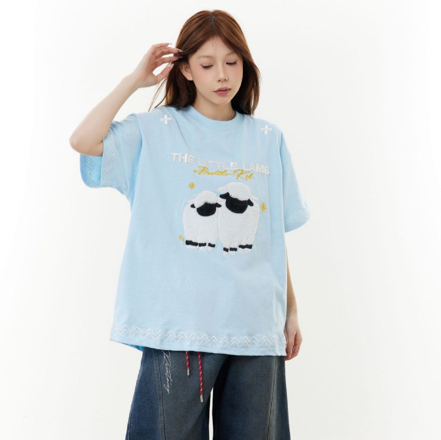 Vintage Usa Shirt Vintage Embroidered Short Sleeve T-Shirt Summer Oversize Top