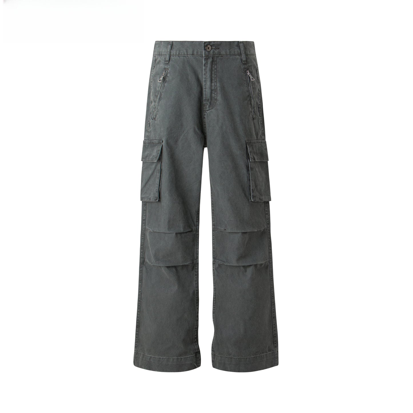 Hip Hop Pants For Boys Vintage Multi-Pocket Overalls Loose Washed Straight Casual Pants