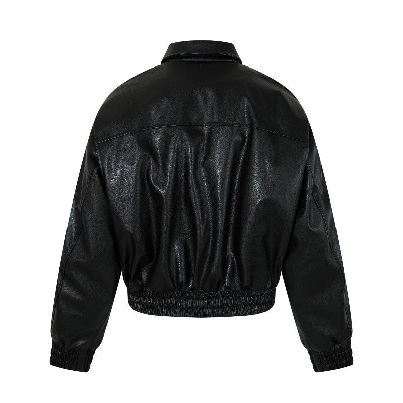 Unisex Down Jacket Vintage Old Money Wind Thickened Leather Jacket
