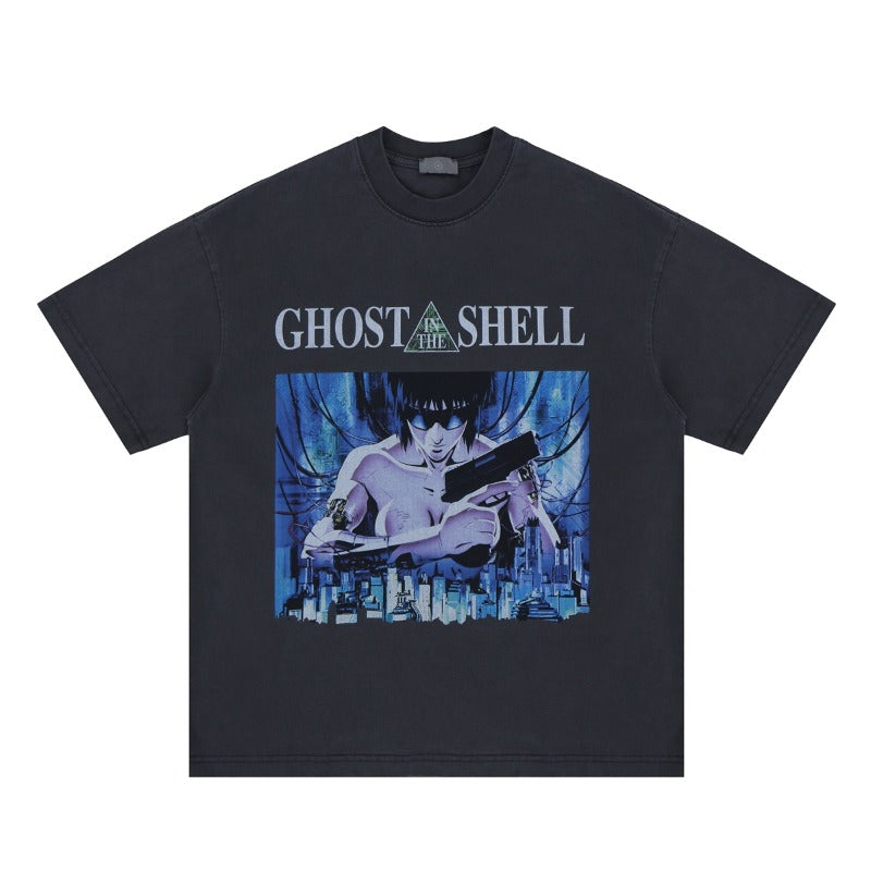 Vintage 90s Hip Hop Clothing Summer Ghost Shell 90s Short Sleeve T-Shirt