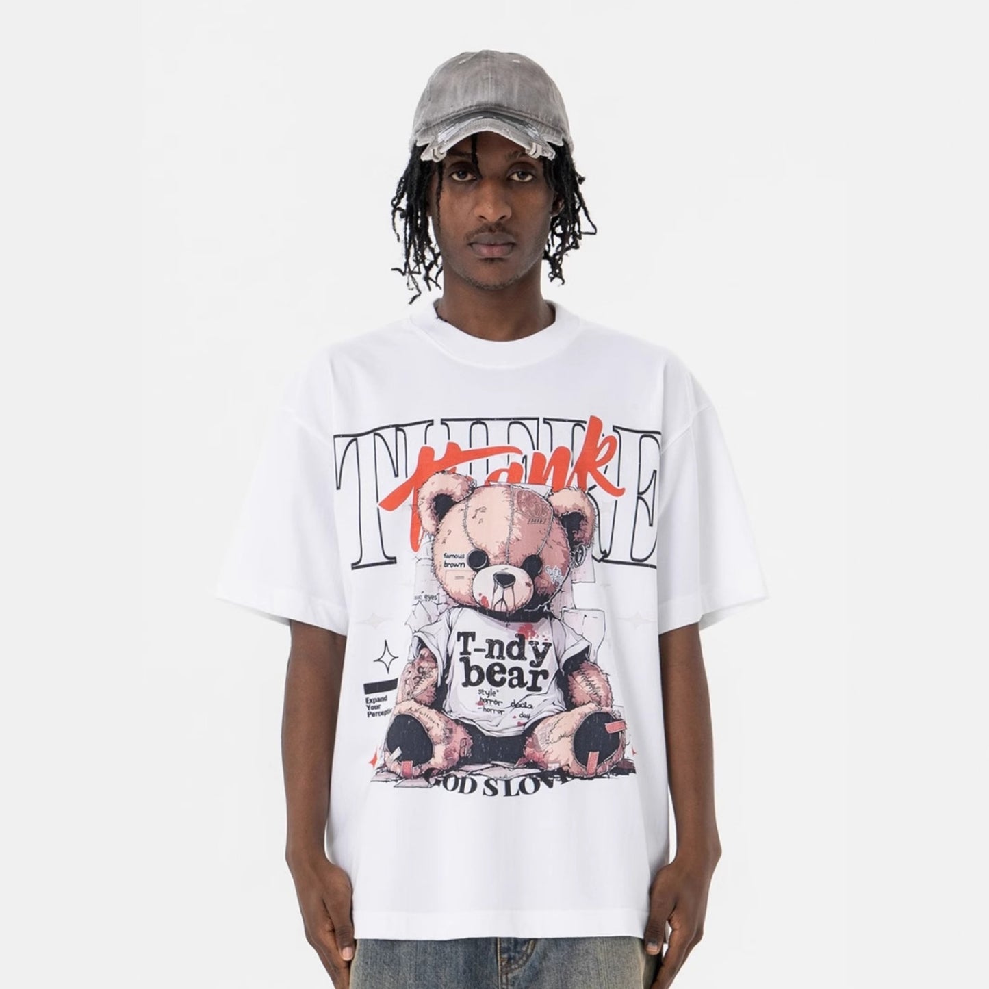 Vintage College Shirts Vintage Bear Print Summer Short Sleeve T-Shirt
