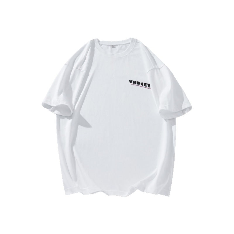 Men T-shirts Spring Summer Loose Print White Short Sleeves