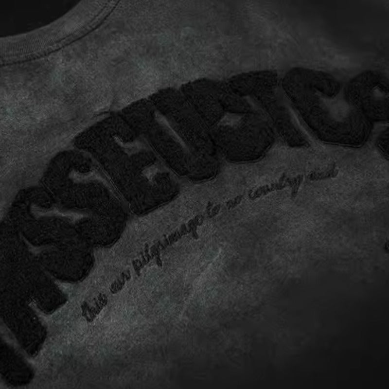 Hustle vintage wash make old embroidered short sleeve t-shirt