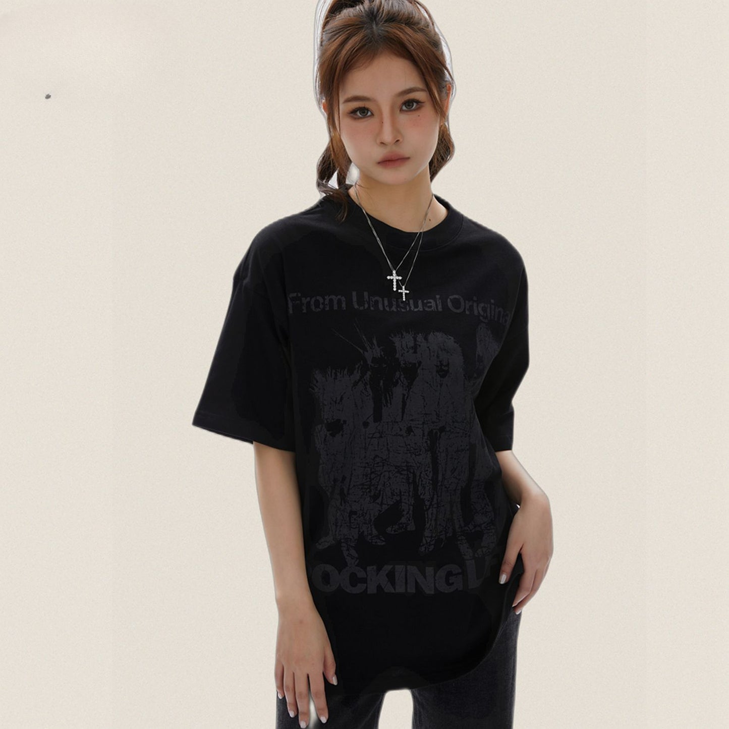 90s West Coast Hip Hop Fashion T Shirts Spring Summer Dopamine Loose Love Short Sleeve T-Shirt