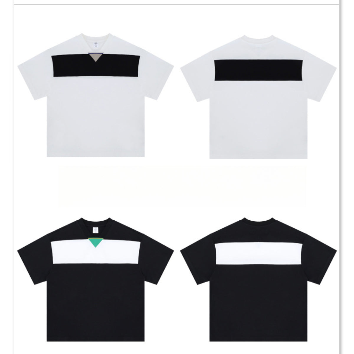 Vintage College Shirts Summer Embroidery Short Sleeve T-Shirt V-Neck