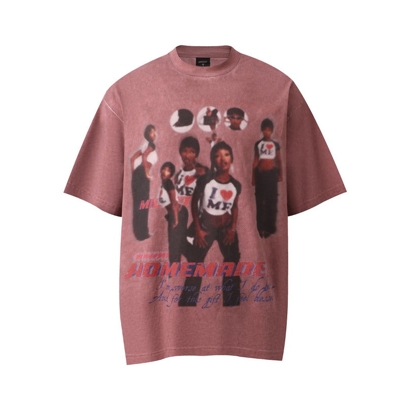 1990 Fashion T-Shirt Retro T-Shirt Short Sleeve Old Character Print